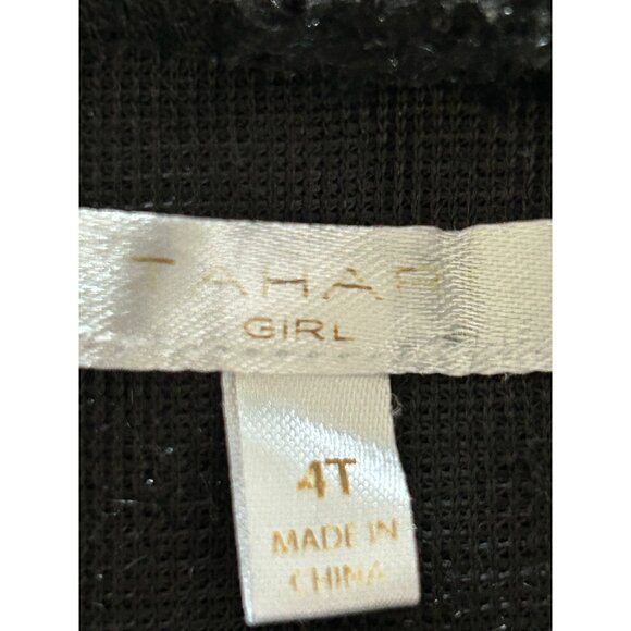 Black Furry Tahari Girls Tunic With Sequined Plaid Heart Design 4T - Picture 7 of 7
